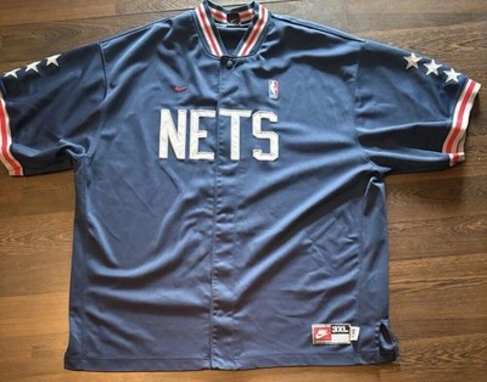 Vintage Nike New Jersey Nets NBA Warm Up Shirt Jersey 3XL